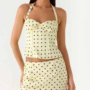PepperMayo Breanne Polka Dot Halter Top and Skirt Set